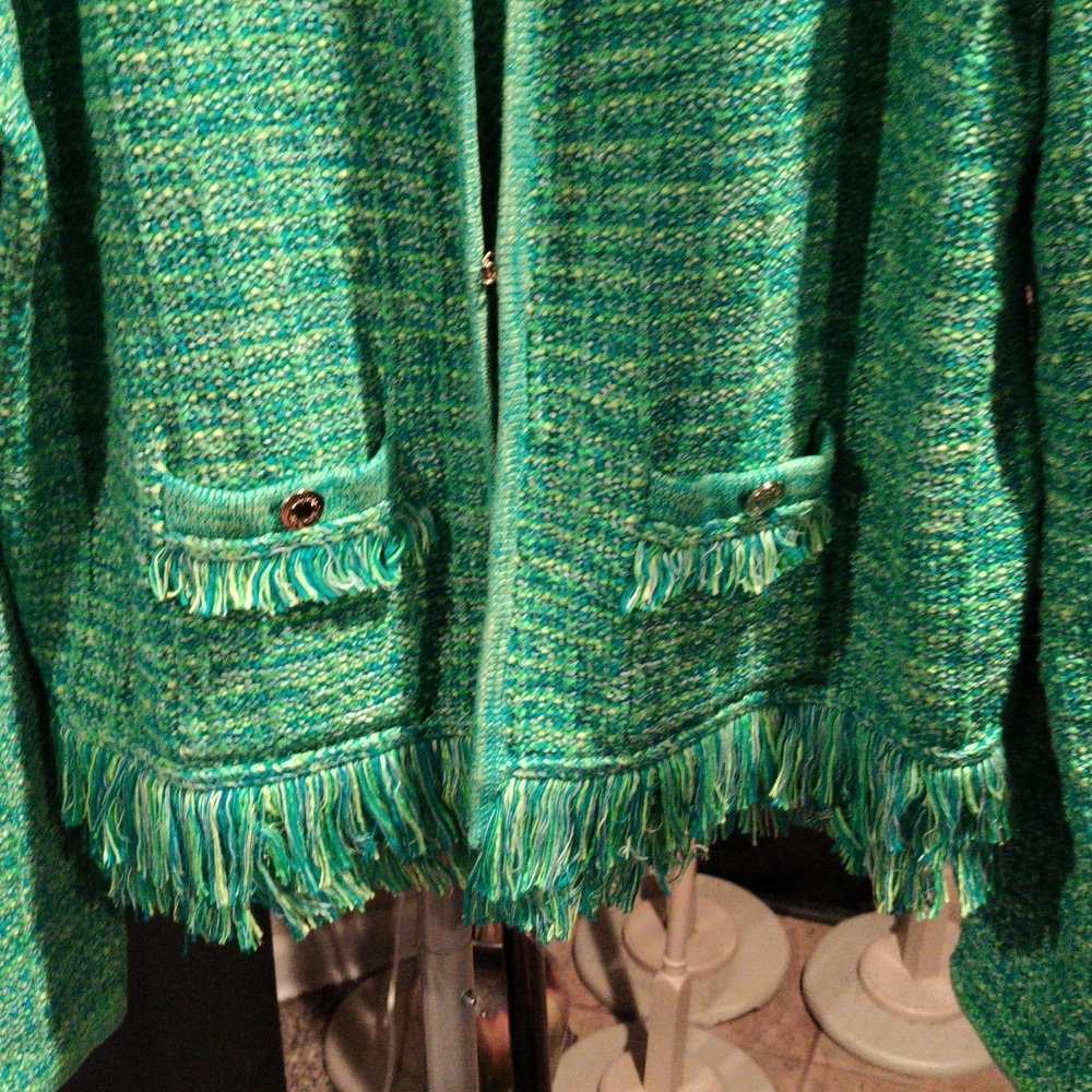 FINAL PRICE Lilly Pulitzer Fringed Knit Sweater Jacket w Signature Gold Buttons - Picture 6 of 15